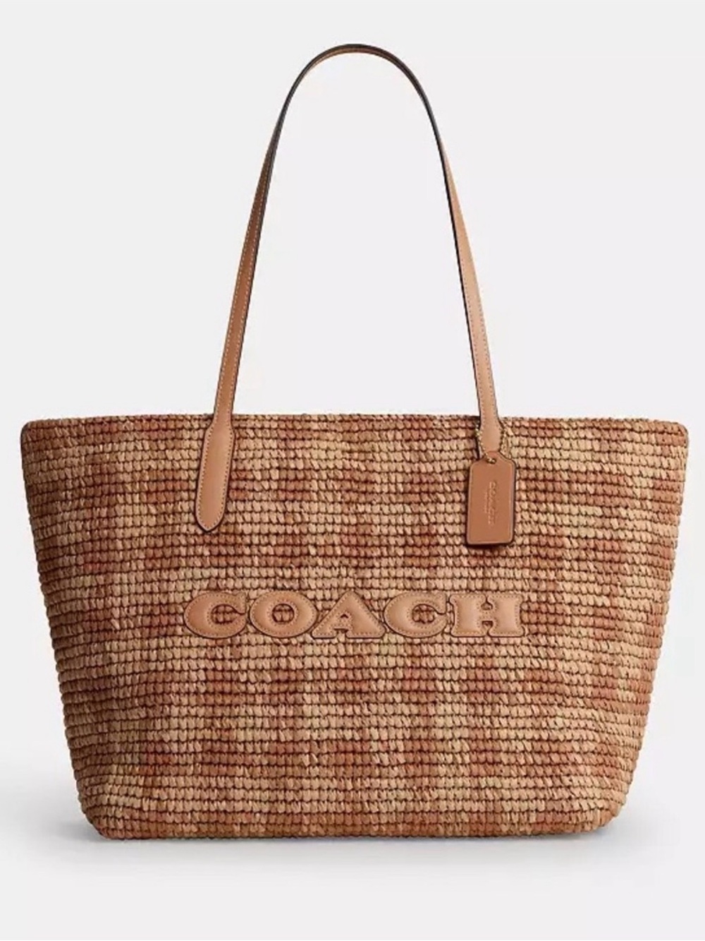Coach City Gingham Woven Tote Bag